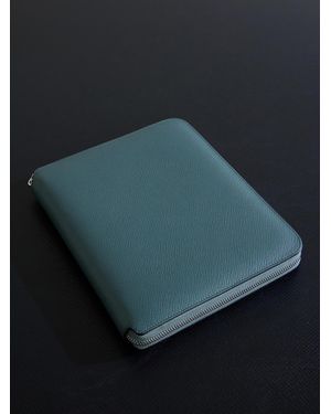 Smythson A5 Cross-Grain Leather Zip Wallet - Blue
