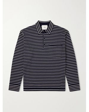 The Elder Statesman Striped Cashmere Polo Shirt - Blue