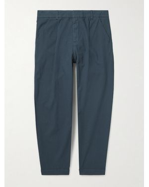 Folk Assembly Straight-Leg Pleated Striped Cotton Suit Trousers - Blue