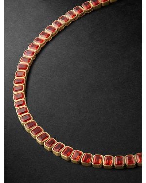 42 Suns Kette aus 14 Karat Gold mit orangefarbenen Saphiren - Schwarz