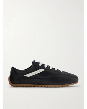 McQueen Logo-print Leather Trainers - Black