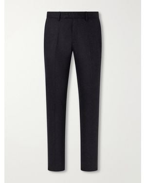 Sunspel Straight-Leg Stretch Wool-Blend Flannel Trousers - Blue