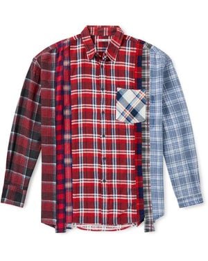 Needles 7 Cuts Wide Patchwork Flannel Shirt - Red
