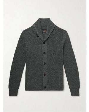 RRL Shawl-Collar Waffle-Knit Cashmere Cardigan - Grey