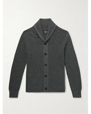 RRL Shawl-Collar Waffle-Knit Cashmere Cardigan - Grey
