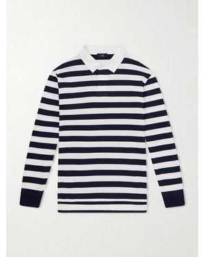 dunhill Striped Cotton and Cashmere Polo Shirt - Blau