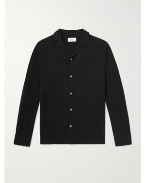 MR P. Camp-Collar Cotton-Piqué Shirt - Black