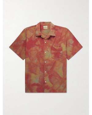 De Bonne Facture Convertible-Collar Tie-Dyed Cotton Shirt - Red