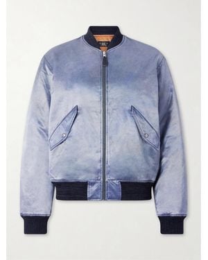 RRL Embroidered Cotton-Blend Satin Bomber Jacket - Blue