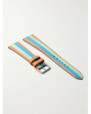La Californienne Striped Leather Watch Strap - Blu