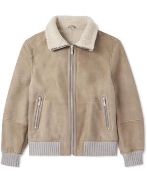 Brunello Cucinelli Cashmere-Trimmed Shearling Jacket - Natural