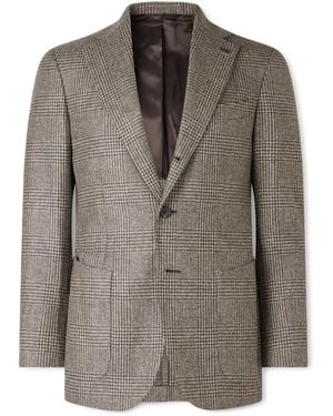 J. Mueser Prince Of Wales Checked Wool Blazer - Brown