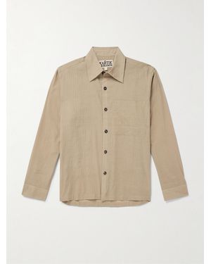 Kartik Research Striped Metallic Cotton-Jacquard Shirt - Natural