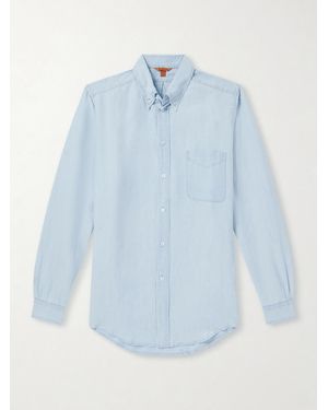 Barena Button-down Collar Linen And Cotton-blend Chambray Shirt - Blue