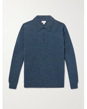 Sunspel Wool Polo Shirt - Blue