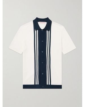 Orlebar Brown Tiernan Striped Mercerised Organic Cotton Piqué Shirt - Blue
