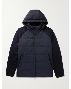 Loro Piana Cashmere-Trimmed Quilted Softshell Hooded Jacket - Blue