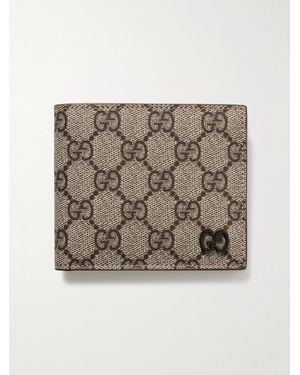 Gucci Gg Supreme Monogrammed Coated-Canvas And Full-Grain Leather Billfold Wallet - Metallic