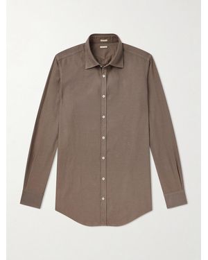Massimo Alba Genova Cotton-Chambray Shirt - Brown