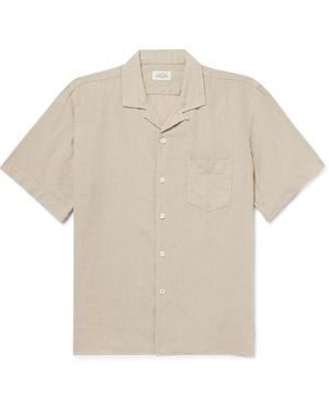 Hartford Palm Convertible-Collar Linen Shirt - White