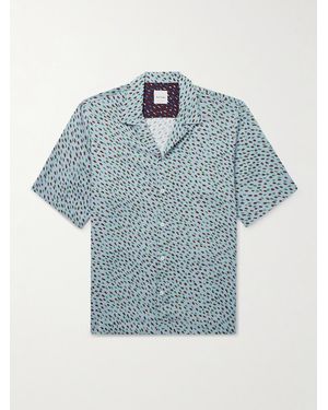 Paul Smith Convertible-Collar Printed Crepe De Chine Shirt - Blue