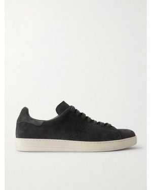 Tom Ford Warwick Perforated Suede Sneakers - Black