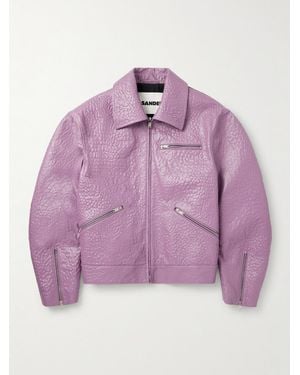 Jil Sander Pebble-Grain Leather Jacket - Pink