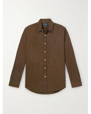 Polo Ralph Lauren Button-Down Collar Logo-Embroidered Cotton Shirt - Brown