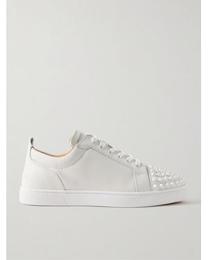 Christian Louboutin Louis Junior Spikes Cap-toe Leather Sneakers - Natural