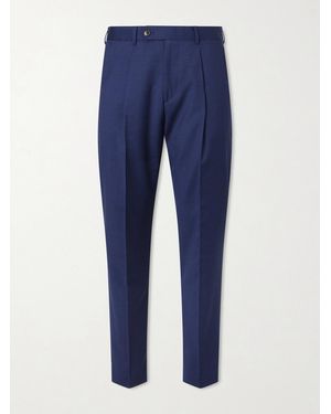 Paul Smith Tapered Pleated Checked Wool Trousers - Blue