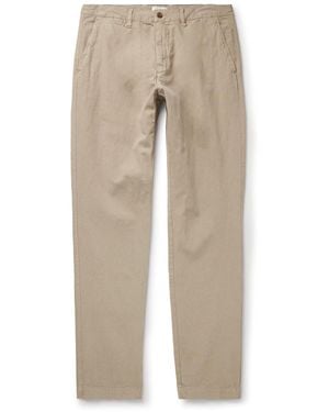 Hartford Tyron Slim-Fit Straight-Leg Cotton And Linen-Blend Pants - Natural
