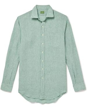 Sid Mashburn Spread-Collar Linen Shirt - Green