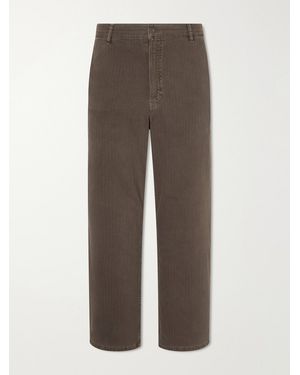 Jeanerica Genua Wide-Leg Herringbone Cotton-Blend Trousers - Brown