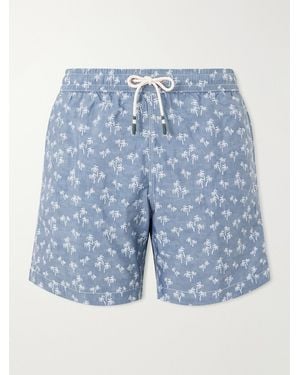 Hartford Straight-Leg Printed Swim Shorts - Blau