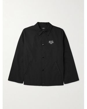 A.P.C. Regis Logo-Embroidered Shell Blouson Jacket - Black