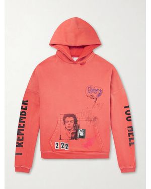 Paly Hollywood Chelsea Hotel Distressed Printed Cotton-jersey Hoodie - Red