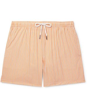 Thom Sweeney Straight-Leg Mid-Length Striped Swim Shorts - Natural