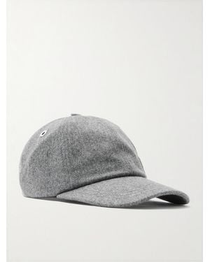 Ami Paris Logo-Embossed Brushed Virgin Wool-Flannel Baseball Cap - Grey