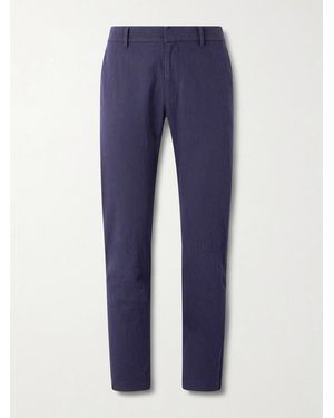Barena Slim-leg Crinkled Cotton-blend Trousers - Blue