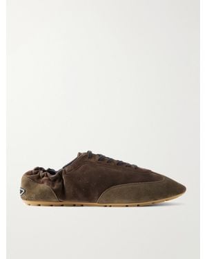 Saint Laurent Lewis 05 Logo-Appliquéd Suede Trainers - Brown