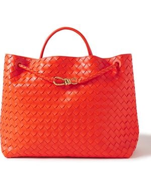 Bottega Veneta Andiamo Large Intrecciato Leather Tote Bag - Red