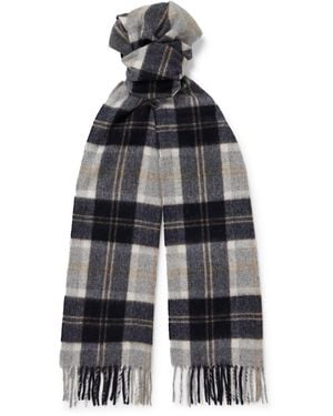 James Purdey & Sons Fringed Checked Cashmere Scarf - Blue