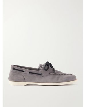 John Lobb Foil Suede Boat Shoes - Weiß