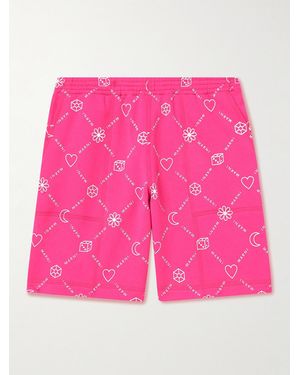 Marni Straight-Leg Logo-Print Cotton-Jersey Shorts - Pink
