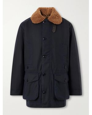 Barbour Winter Endurance Plush-Trimmed Waxed-Cotton Jacket - Blue