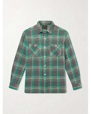 Beams Plus Checked Waffle-knit Cotton Shirt - Green