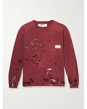 Neighborhood Savage Distressed Paint-Splattered Cotton-Jersey T-Shirt
