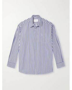 Ami Paris Logo-Embroidered Striped Cotton Shirt - Blau