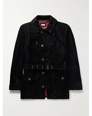 Brunello Cucinelli Belted Suede Field Jacket - Black
