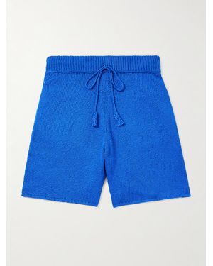 CHERRY LA Straight-leg Cotton Drawstring Shorts - Blue